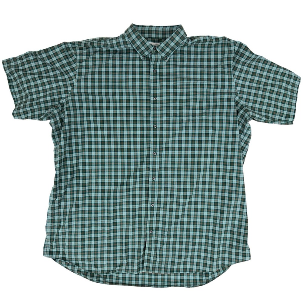 L. L. Bean Mens XXXLT Traditional Fit 100% Cotton Green Plaid Button Down Shirt